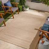 Surya Outdoor Teppich wetterfest, Beji - In und Outdoor Teppich für Balkon, Terrasse, Garten, Küche - Outdoor Teppich Boho Style, Teppich für draußen - Teppich Beige,160x213cm