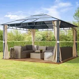 TOOLPORT Sunset 4x4 m Hardtop Gartenpavillon, inkl. 4 Seitenteile, champagnerfarben - (300171)