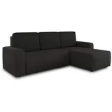 Sofnet Ecksofa Roma L mit Schlaffunktion und Bettkasten - Cord Stoff - L-Form Couch, Polstersofa, Schlafsofa, Sofagarnitur (Schwarz (Poso 135))