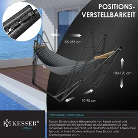 Kesser KESSER® Hängematte Vill mit Gestell Metall Faltbar verstellbar Stabiler Rahmen Indoor & Outdoor Mit Tragetasche + Beutel Hängesessel Hängemattengestell Camping Garten Pool Balkon Terrasse