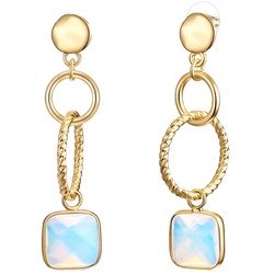 Lulu & Jane Ohrhänger Metall-Legierung Naturstein in Gelbgold 70,2 mm Damen 