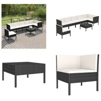 vidaXL 8 tlg. Garten Lounge Set mit Auflagen Poly Rattan Schwarz - Garten-Sofagarnitur - Garten-Sofagarnituren - Gartensofa-Set - Gartensofa-Sets - Schwarz