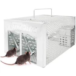 RatzFatz Lebendfalle Mausefalle, mit Doppeltür, aus Stahl und Eisen,30×22×15cm, für Wühlmäuse, Hamster, Meerschweinchen, Mäuse, Ratten