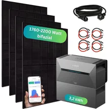 myvoltaics Balkonkraftwerk mit Speicher 1760+ Watt - inkl. Anker SOLIX Solarbank 2 Pro (3,2 kWh)