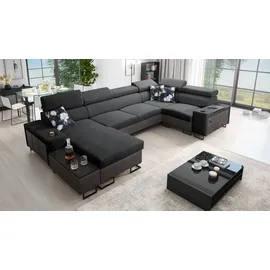 Kaiser Möbel Großes Ecksofa,Schlaffunktion MELODY IV Mini Tauro/freya Graphit/Anthrazit Links - Grau