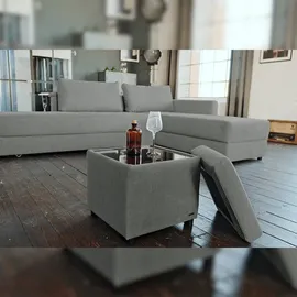 KAWOLA Hocker mit Stauraum IDA Stoff anthrazit