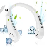 Wiederaufladbarer Nackenventilator Für Damen Und Herren, Tragbar, Freihändig, Ohne Rotorblätter, Mit Led-anzeige, 5 Geschwindigkeitsstufen, Für Reisen, Wandern, Sport Und Kochen, Weiß