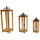 INDA-EXCLUSIV Laterne Glas/Holz/Metall 3 Stk XXL Design Edelstahldach