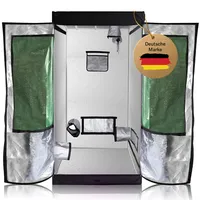 Growzelt/Grow-Gewächshaus-Box 80x80x160 | Stabiles Stahlgerüst, Hoher Reflexionsgrad, Feste Lichtdichte Aussenhülle, inkl. Fenster, Toolbag, Wasserschutzwanne | Zimmergewächshaus