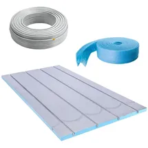 Belvit Fußbodenheizung Set Trockenbau XPS 25 mm mit Metallverbundrohr und Randdämmstreifen 30 m2