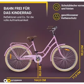 ACTIONBIKES MOTORS Actionbikes Kinderfahrrad Retrostar 24 Zoll Rosa, Fahrradständer, Gepäckträger, Sattel gefedert