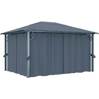VidaXL Alu-Pavillon 4 x 3 m anthrazit inkl. Vorhängen