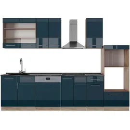 Vicco Küchenzeile Fame-Line 300 cm Dunkelblau Hochglanz