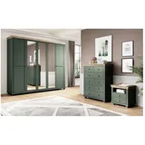 Lomadox Schlafzimmermöbel Set mit Kleiderschrank, Kommode und Nachttisch im Landhausstil EPSOM-83 in grün mit Lefkas Eiche Nb.