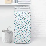 Rayen | Wasserdichte Waschmaschinenabdeckung aus Kunststoff |Mittlere Reichweite | Toplader-Reißverschlusstrockner | Weiß-Blau | Maße: 84x45x65 cm