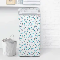 Rayen | Wasserdichte Waschmaschinenabdeckung aus Kunststoff |Mittlere Reichweite | Toplader-Reißverschlusstrockner | Weiß-Blau | Maße: 84x45x65 cm