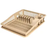 URBAN LIVING Sonoma Geschirrkorb mit Tablett, 38,5 x 31 x 8 cm, Dune, Beige