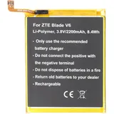 AccuCell Akku passend für ZTE Blade V6, Li-Polymer, 3,8V, 2200mAh, 8,4Wh, built-in, ohne Werkzeug