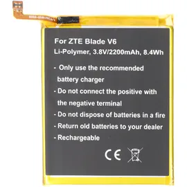 AccuCell Akku passend für ZTE Blade V6, Li-Polymer, 3,8V, 2200mAh, 8,4Wh, built-in, ohne Werkzeug