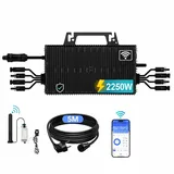 SUKFLOW 2250W Mikro Wechselrichter mit Nulleinspeisung, 4 MPPT, WLAN PV Wechselrichter für Balkonkraftwerk, App-Steuerung, IP67 Wasserdicht, 5m AC Kabel, Plug & Play