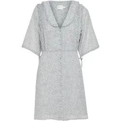 Minikleid ICHI "Minikleid IRDemi", Damen, Gr. 42, N-Gr, blau (tradewinds), Obermaterial: 100% Polyester PES., gemustert, casual, figurbetont mini, V-Ausschnitt, Kleider