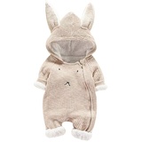 WEXCV Säugling Baby Playsuit Mädchen Jungen Overall Strampler Herbst und Winter Langarm Hasenohren Plüsch mit Kapuze Warm Niedlich Bequem Babysachen 0-24 Monate - 6-12 Monate