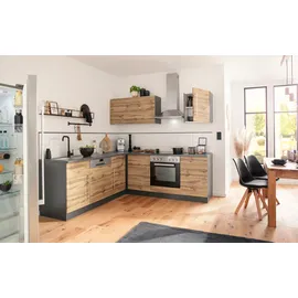 kochstation Winkelküche KS-Samos L-Form 220 cm braun