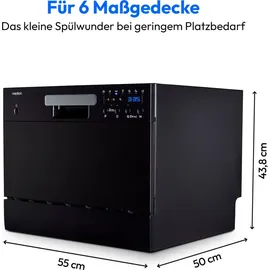 Medion DWT60 Tischgeschirrspüler (freistehend, 550 mm, Schwarz)