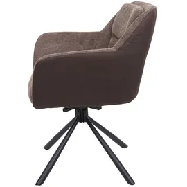 Mendler 2er-Set Esszimmerstuhl HWC-K33, Küchenstuhl Stuhl, drehbar Auto-Position, Stoff MVG Kunstleder, braun-dunkelbraun