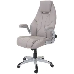 Bürostuhl MCW-A65, Schreibtischstuhl Chefsessel Drehstuhl, Kunstleder MVG-zertifiziert ~ taupe-grau