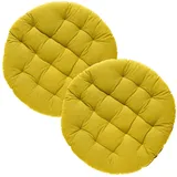 REDBEST Stuhlkissen rund 40 x 40 x 5 cm gelb 2-tlg.