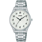 LORUS Damen Analog Quarz Uhr mit Leder und Metall Armband,Silber