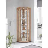 Eckvitrine FIF MÖBEL "TRIO Höhe ca. 172 cm, ink. Beleuchtung", braun (buchefarben), Sicherheitsglas ESG, Holzwerkstoff, Schränke, Eckvitrine/Glasvitrine 1x Glastür, perfekt für Sammler, Sammlervitrine
