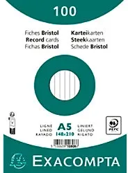 Exacompta Karteikarten 10808SE DIN A5 Weiß 15 x 21,2 x 2,5 cm 10 Stück