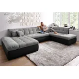 DOMO collection Wohnlandschaft »Moric«, U-Form auch in Cord«, im XXL-Format, wahlweise mit Bettfunktion und Armlehnenverstellung, inklusive loser Zierkissen, frei im Raum stellbar