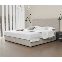 Fun Möbel Boxspringbett Schlafzimmerbett OMERO 200x220cm Stoff Creme inkl. Bettkasten - Creme