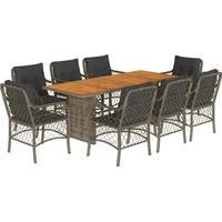 vidaXL Garten-Essgruppe 9-tlg. Grau