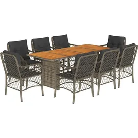 vidaXL Garten-Essgruppe 9-tlg. Grau