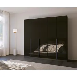 Rauch Modern by Quadra Spin Grau metallic/Glas basalt, Schwarz, 5-trg., inkl. 3 Kleiderstangen, 3 Einlegeböden, BxHxT 226x210x54 cm