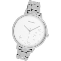 OOZOO Quarzuhr Oozoo Damen Armbanduhr Timepieces, Damenuhr Edelstahlarmband silber, rundes Gehäuse, groß (ca. 42mm) silberfarben