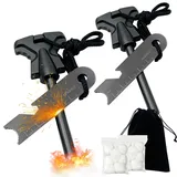 2 Stück Feuerstein Survival mit 16 Wasserdichten Zunder und Aufbewahrungstasche,Feuerstahl mit Handmade Griff,Feuerstahl,FeuerstahlOutdoor,Magnesium feuerstarter,für Camping, Wandern, Bushcraft