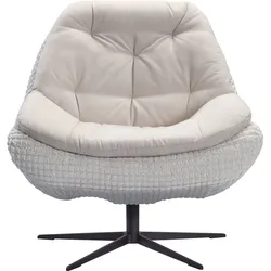 Drehsessel EXXPO - SOFA FASHION "Dim, Loungesessel im Materialmix, Design und Komfort, Solitärmöbel", beige (ecru), B:89cm H:97cm T:88cm, Sessel, Drehsessel bequem gepolstert mit elegantem Metall-Sternfuss