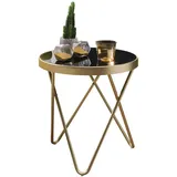 KADIMA DESIGN Beistelltisch Gold, Glas, Rund,Rund, Stativgestell, 42x46x42 cm, Wohnzimmer, Wohnzimmertische, Beistelltische