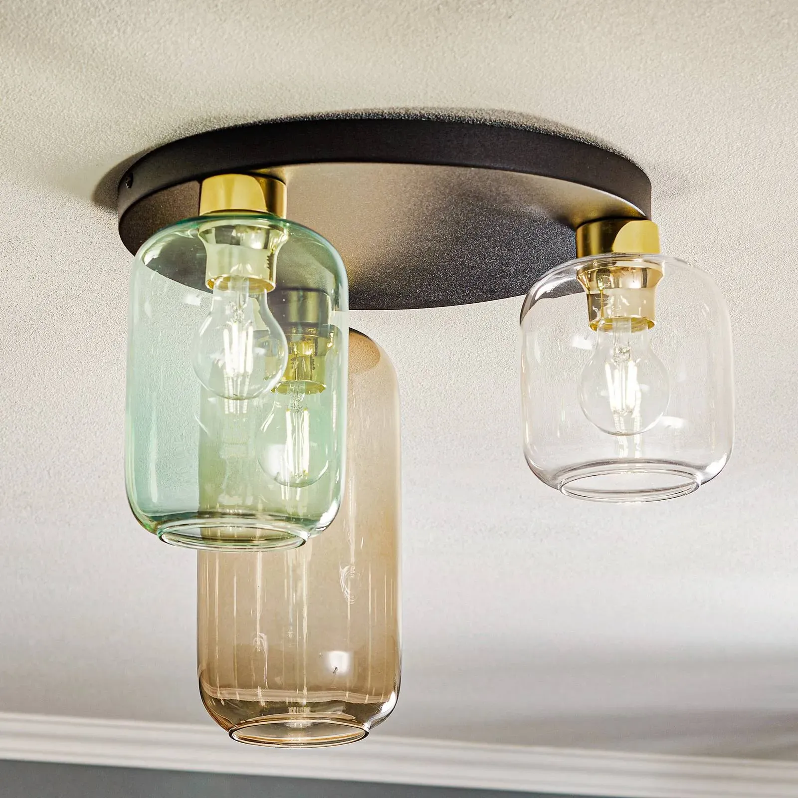 Deckenlampe Marco Green TK Lighting, dimmbar, klar / transparent, für Wohn- / Esszimmer, Glas, Modern, Deckenlampe - 44 cm - 44 cm - 33 cm