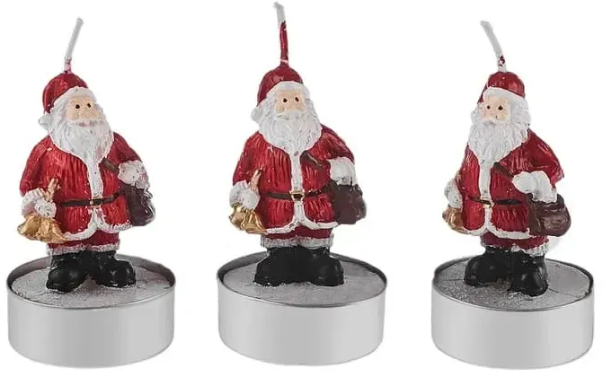 Karaca Weihnachten Santa 3 Teilig Kerze, 18.5x6.7cm, Rot
