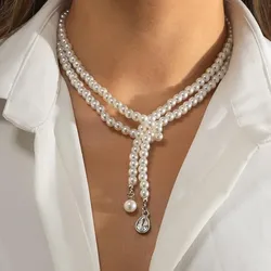 Elegante mehrschichtige Simulation Perlenkette Halskette für Frauen Vintage Hochzeit Mode Halsband Schmuck Party Geschenk
