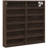vidaXL Vitrinenschrank, Sammlervitrine 12 Ablagen, Hängevitrine Wandregal für Wohnzimmer, Glasvitrine Wandvitrine Hängeregal, Braun Eichen-Optik Holzwerkstoff
