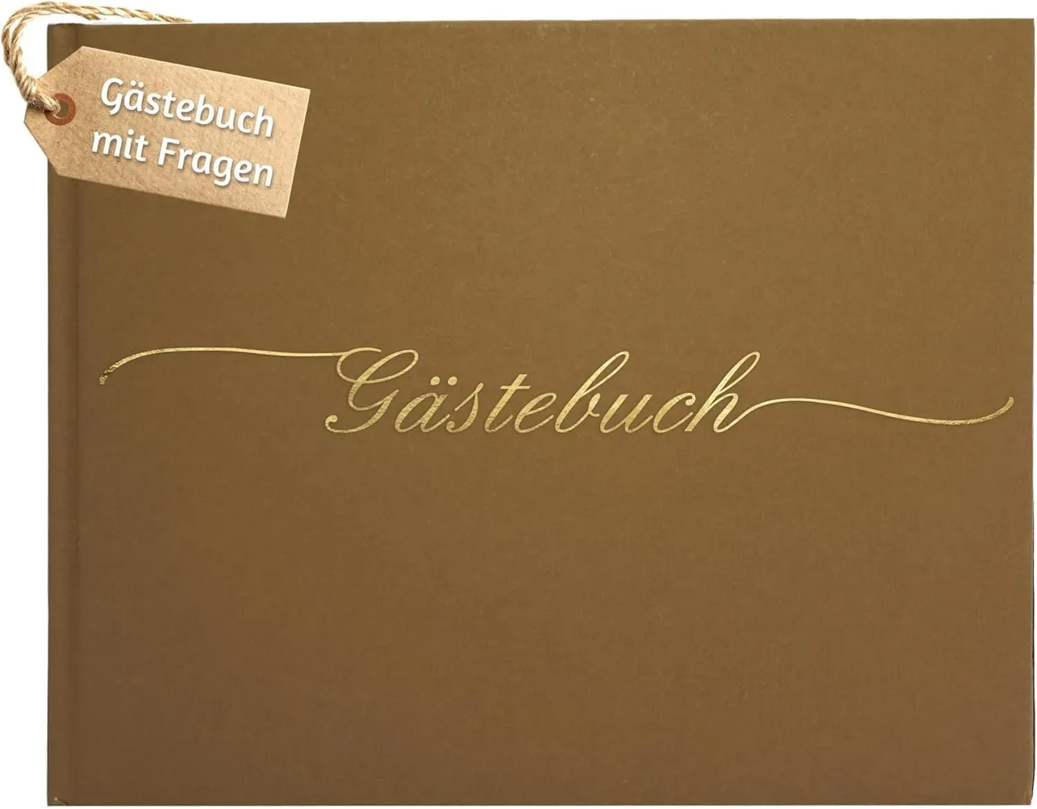 Gästebuch Hochzeit mit Fragen Plastikfrei Verpackt - 120 Seiten Dickes Premium-Papier Mit Goldenem Titel Ideal Für Ihre Hochzeit, mit Fragen - Braun