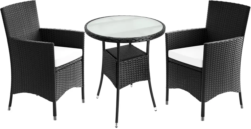 Poly Rattan Balcony Table & Chair Set with Cushions