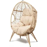 Concept-usine - Ei-Sessel mit Fuß aus Kunstharz mit Rattan-Effekt, beige jane